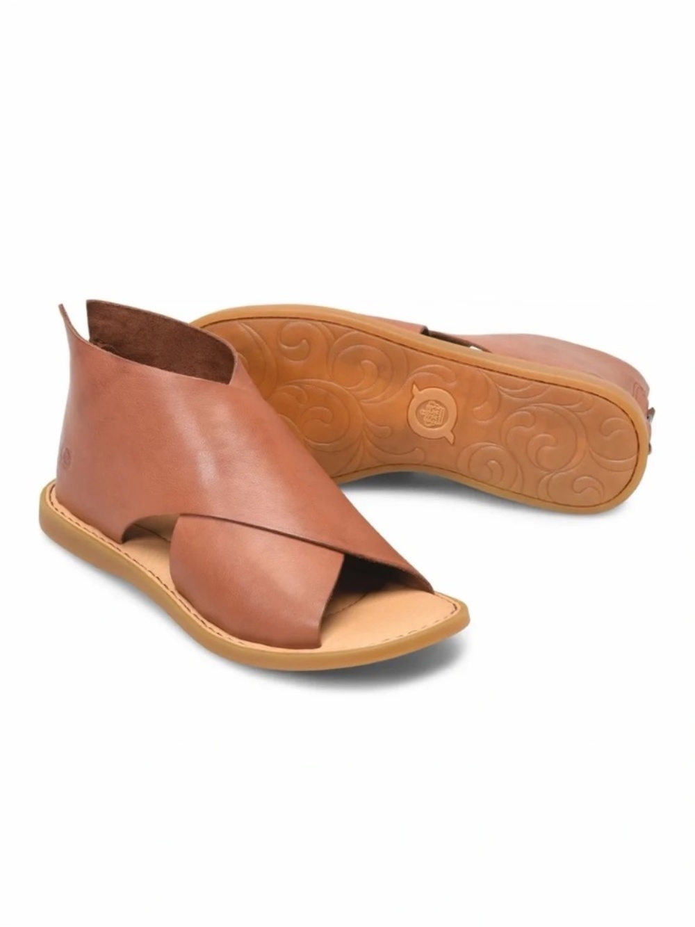 Born Women’s Iwa Sandals Back Zipper Leather Comfort Minimalist EUC